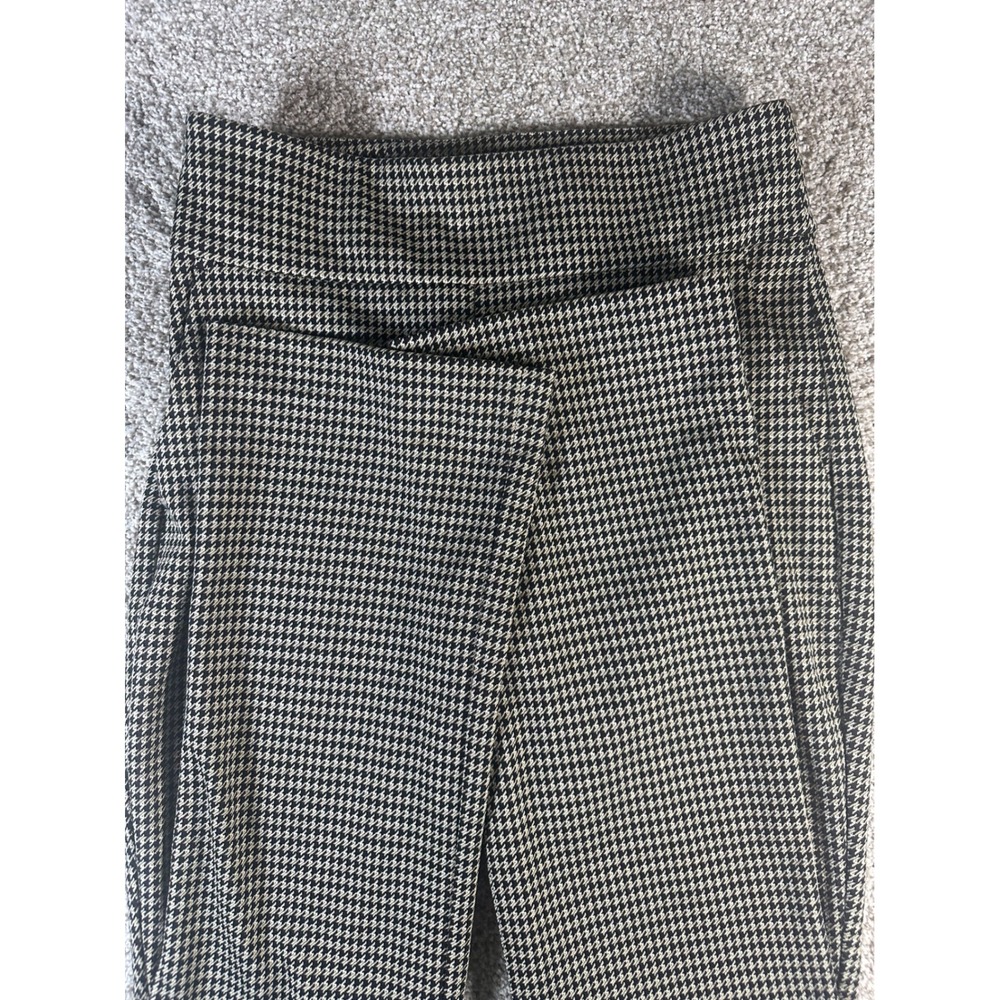 Express High Rise Bootcut Pants Small Houndstooth Black Tan Stretch Pull On